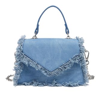 Generic Retro Tassel Handbag Denim Blue Mini Bag Chain Shoulder Crossbody