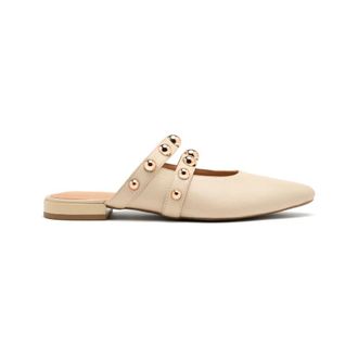 Gioseppo Studded Leather Mule Sandalen - Dames - Slip ons - Beige - 36 EU - Leer - Schoenen