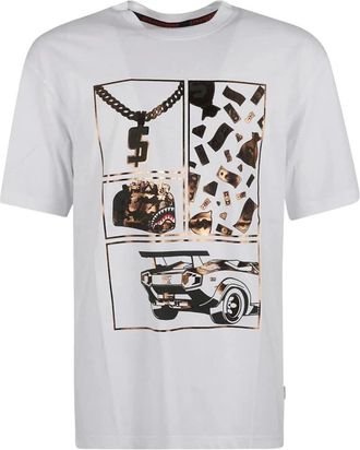 Sprayground Be Rich Bianco T-Shirt - Heren - T-shirts - Wit - XL - Katoen - Tops