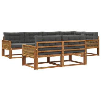 vidaXL Conjunto De Sof&aacute;s De Exterior 7 Pcs Natural Y Antracita Vidaxl