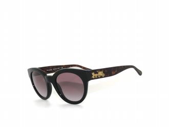Coach Womens Round Frame Sunglasses In Black Gray Gradient
