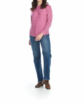 Papillon Wool Blend Shirt Hem Sweater In Berry