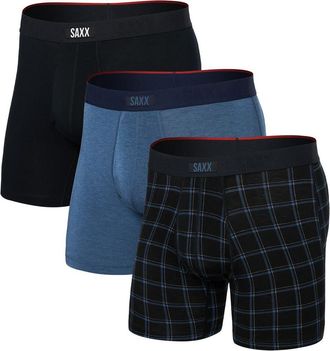 Saxx Assorted 3-Pack Vibe Xtra Super Soft Boxer Briefs in Window Pane/Dark Denim/Black at Nordstrom, Size Xx-Large