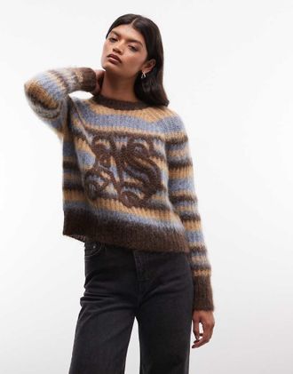 AllSaints Rega - Maglione blu con logo a righe