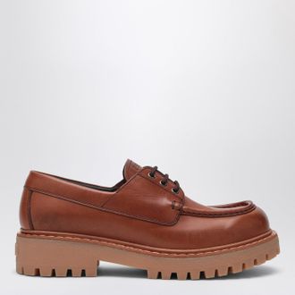 Prada Laced moccasins in cognac leather