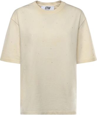Golden Goose T-shirt met Sterrenprint en Relaxte Pasvorm - Dames - T-shirts - Beige - XS - Katoen - Tops