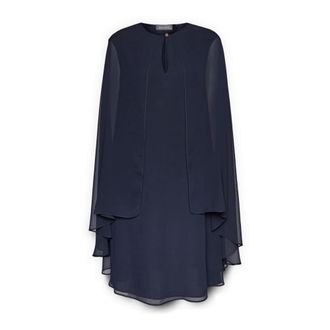 Elena Miro Gelaagde Georgette Jurk - Dames - Feestkleedjes - Blauw - 6XL - Polyester - Kleedjes