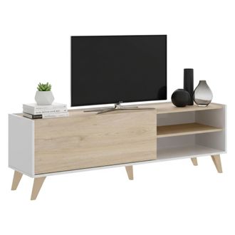 Dmora Mueble Tv Asinara, Aparador Bajo Para Sal&oacute;n, Aparador Tv Para Sal&oacute;n, 155x43h47 Cm, Roble Y Blanco - Dmora