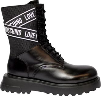 Love Moschino Lace-up Boots - Dames - Veterlaarzen - Zwart - 37 EU - Leer - Schoenen