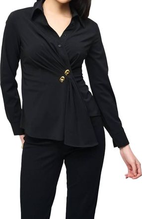 Joseph Ribkoff Stretch Woven Wrap Blouse In Black