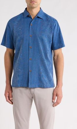 Tommy Bahama Kona Luxe Silk Button-Up Shirt in Dockside Blue at Nordstrom, Size Xxx-Large