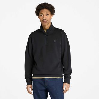 Timberland Mens Oyster River Brushed Back Quarter-Zip Sweatshirt