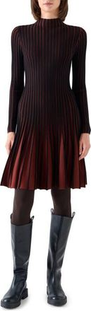 Akris Ribbed Virgin Wool Dress in Black-Copper at Nordstrom, Size 14
