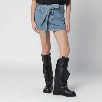 The Attico Mini gonna blu chiara in denim