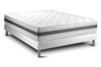 VITALIT Vitalit - Base Tapizada Blanco + Colch&oacute;n Con Espuma Viscoel&aacute;stica 140 X 190