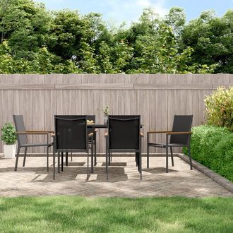 vidaXL Juego De Comedor Para Jard&iacute;n 7 Piezas Acero Y Textilene Negro Vidaxl