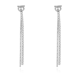 Ferragamo Earrings, female, Gray, Size: ONE SIZE Long Earrings With Shimmering Crystals
