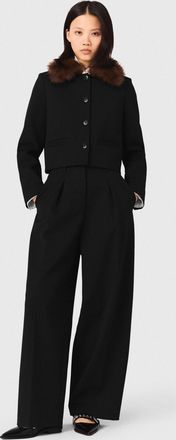 Maje Short Jacket With Removable Collar - Black - Maje