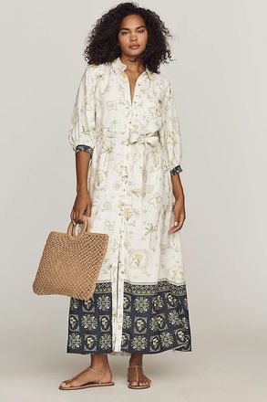 Maeve Mona Linen Blend Maxi Shirtdress
