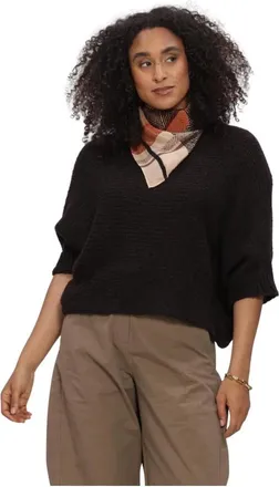 Summum Truien & Vesten, Dames, Bruin, M, Wrap Sweater Super Soft Knit