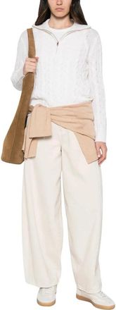 Max Mara Trui met ronde hals - Dames - Ronde hals truien - Wit - M - Truien & Vesten