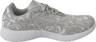 Plein Sport Zilveren Bloem Sneakers - Dames - Hardloopschoenen - Grijs - 39 EU - Polyester - Fitness