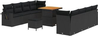 vidaXL Garden Sofa Set with Storage 11 pcs Black Poly rattan Vidaxl
