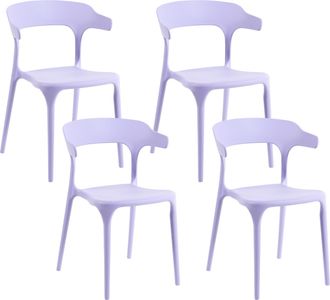Beliani Conjunto De 4 Sillas De Jard&iacute;n De Pl&aacute;stico Resistente Interior Exterior Violeta Gubbio