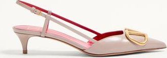 Valentino Garavani Vlogo Signature Calfskin Slingback Pump 40Mm Woman POUDRE 34.5