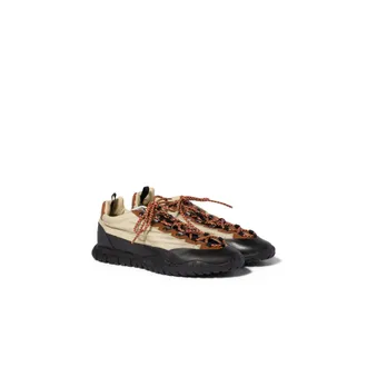 Miu Miu Tyre Technical Fabric And Leather Sneakers, Woman, Raw White, Size 35,5