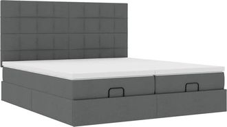 vidaXL Vidaxl - Estructura Cama Otomana Colchones Tela Gris Oscuro 180x200cm