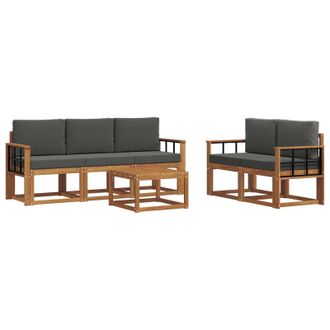 vidaXL Conjunto De Sof&aacute;s De Exterior 6 Pcs Natural Y Antracita Vidaxl