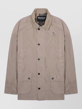 Barbour coat collar detail and front pockets