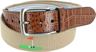 Greg Norman Mens Fabric Golf Belt with Croco Tabs