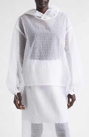 Cecilie Bahnsen Shila Windflower Embroidered Sheer Organza Hoodie in White at Nordstrom, Size X-Small