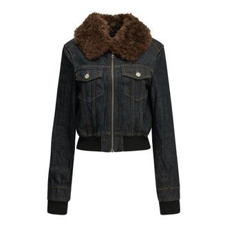 Ganni Cropped spijkerjas - Dames - Jassen - Blauw - Maat: M Katoen