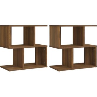 vidaXL Vidaxl - Mesitas De Noche 2 Uds Contrachapada Marr&oacute;n Roble 50x30x51,5cm