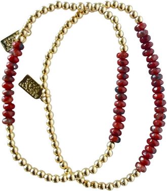 Lucky Star Womens Stardust Gemstone Bracelet Set In Burnt Orange