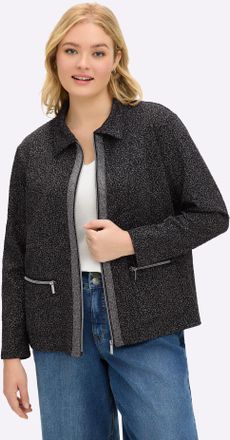 Sheego Shirtjacke SHEEGO Sweatjacke, Damen, Gr. 40/42, schwarz, gemustert, 57% Polyester, 28% Viskose, 9% Elasthan, 6% metallisierte Fasern, unifarben, Shirt