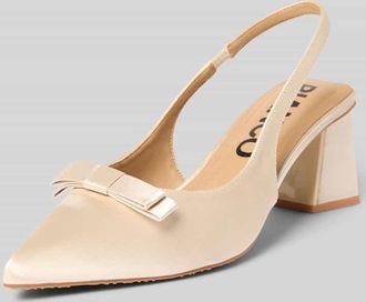 Bianco Slingback Pumps mit Schleife und Blockabsatz in Offwhite, Gr&ouml;&szlig;e 37