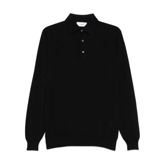 Lardini Tops, Heren, Zwart, 2Xl, Wol, Lange Mouwen Gebreide Polo
