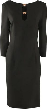 Simona Corsellini Midi Jurk Art. A24Cpab 007 - Dames - Casual kleedjes - Zwart - L - Katoen - Kleedjes