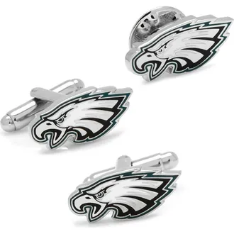 Cufflinks Inc. NFL Philadelphia Eagles Cuff Links & Lapel Pin Gift Set in Silver Multi at Nordstrom