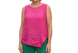 Puro Lino The Asymmetrical Linen Top In Fuschia Pink