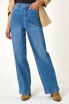 Roman Cotton Blend Wide Leg Stretch Jeans