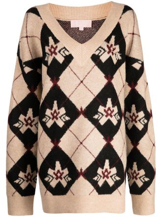 Bapy by A Bathing Ape V-neck argyle intarsia knit jumper - women - Acrylic/Polyester/Spandex/Elastane/Acrylic/Polyester/Polyamide/Spandex/Elast