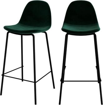 Rendez-Vous Déco Rendez-vous Déco - Set de 2 sillas para isla de cocina en terciopelo verde oscuro 65 cm - Henrik