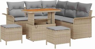 vidaXL Garden Sofa Set with Cushion 8 pcs Beige and Light Grey vidaXL