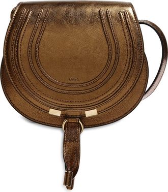 Chlo&eacute; Small Marcie Metallic Leather Crossbody Bag in Golden Brown at Nordstrom