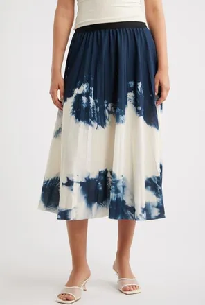 Nikki Lund Robbie Print Midi Skirt in Blue at Nordstrom, Size X-Small
